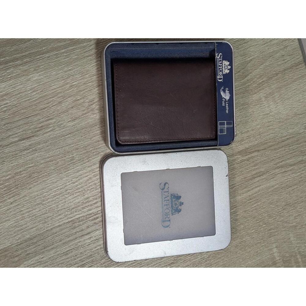 Stafford Genuine Leather Bi-Fold Wallet Brown